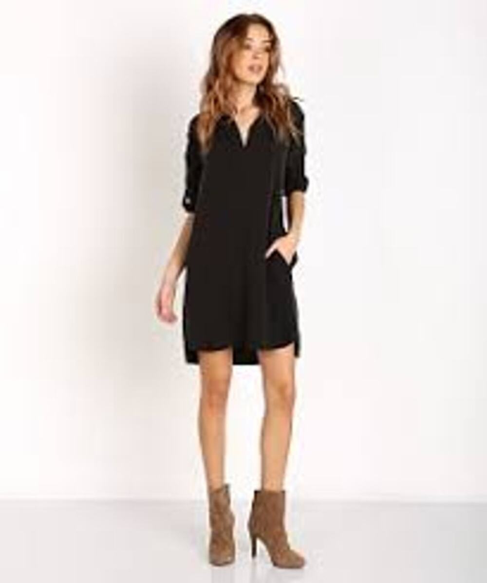 Bella Dahl Black Flap Pocket Shirt Mini Dress M NWT Boho Minimalist Utility